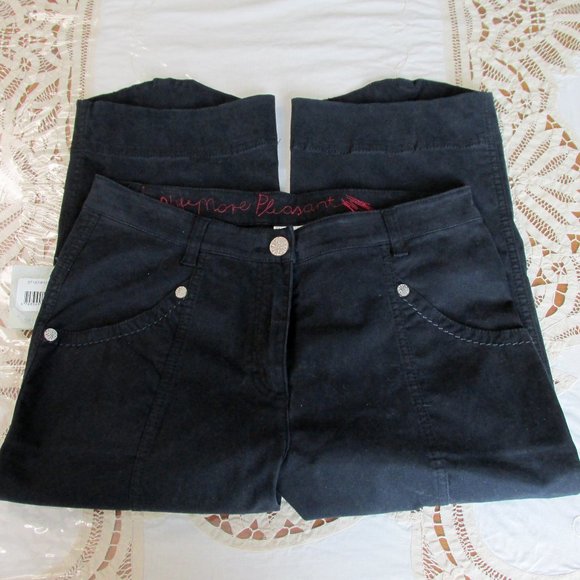 Blue Willi's Danish Design Black Cotton Capris Pants Straight Leg Danish Size 40 - Picture 1 of 13